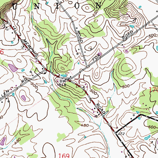 Topographic Map of Sylvan Grove, IN