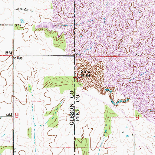 Topographic Map of McGregors Hill, IN