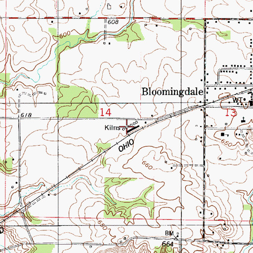 Topographic Map of Pottertown (historical), IN