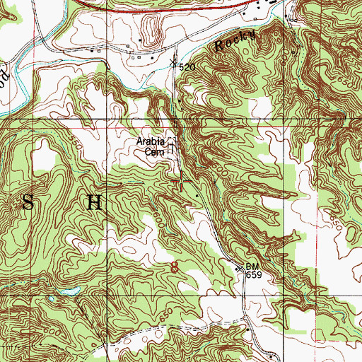 Topographic Map of Arabia, IN