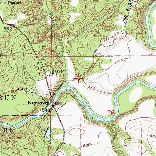 Topographic Map of Lusks Mills (historical), IN