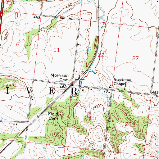 Topographic Map of Fields Station, IN