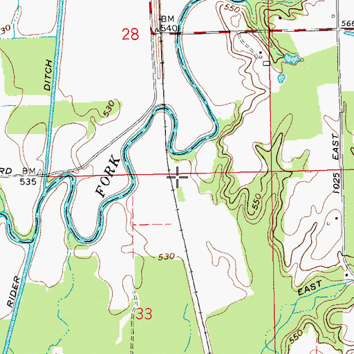 Topographic Map of Langoons, IN