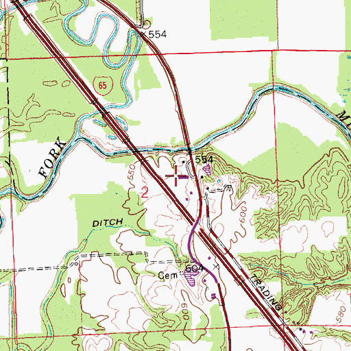 Topographic Map of Newry, IN