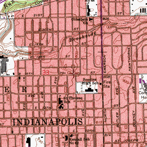 Topographic Map of Clifford Park (historical), IN