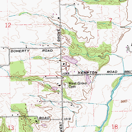 Topographic Map of West Grove, IN