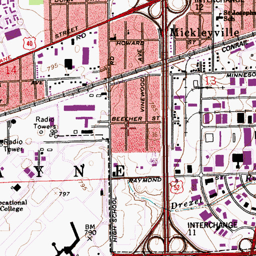 Topographic Map of Ben Davis Station, IN