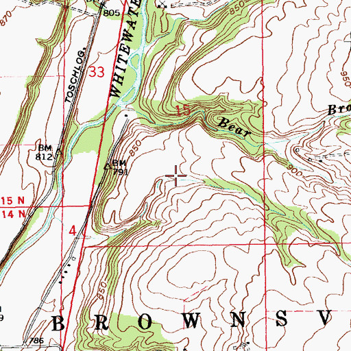 Topographic Map of Hopeville, IN