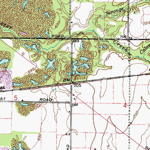 Topographic Map of Mechanicsburg, IN