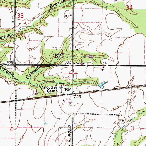 Topographic Map of Calcutta, IN