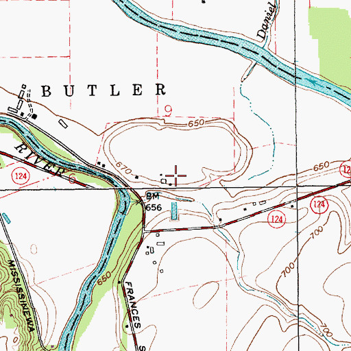 Topographic Map of Missisinewa (historical), IN