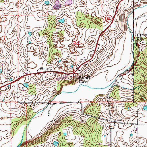 Topographic Map of Kings Store, IN