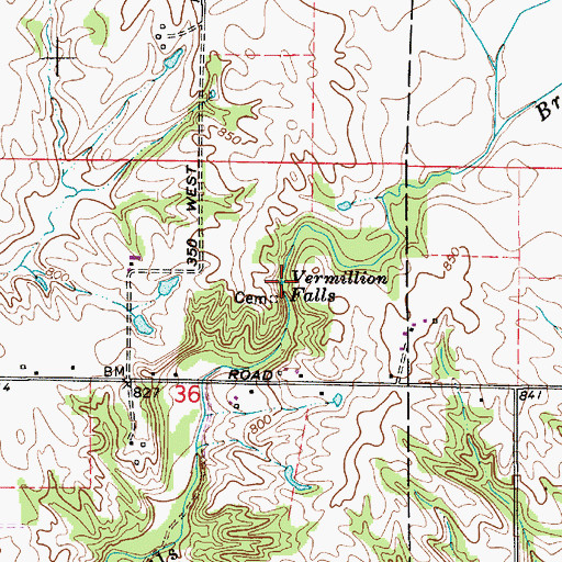 Topographic Map of Vermillion Falls, IN