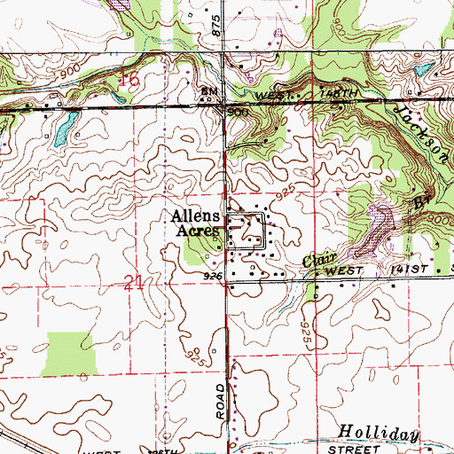 Topographic Map of Allens Acres, IN