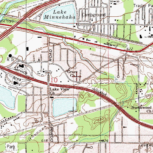 Topographic Map of Grace Church, IN