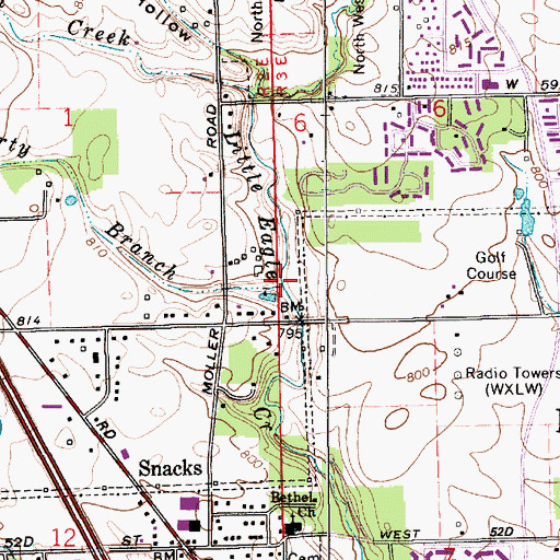 Topographic Map of Liberty Branch, IN