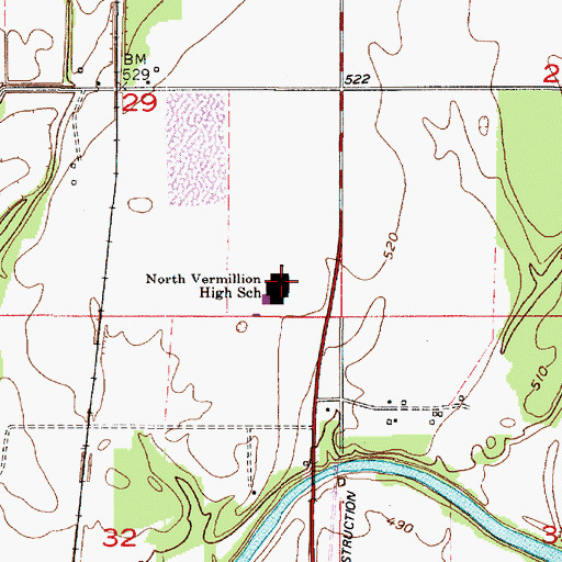 Topographic Map of North Vermillion High School, IN