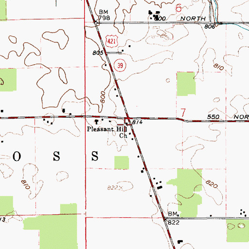 Topographic Map of Pleasant Hill Church, IN