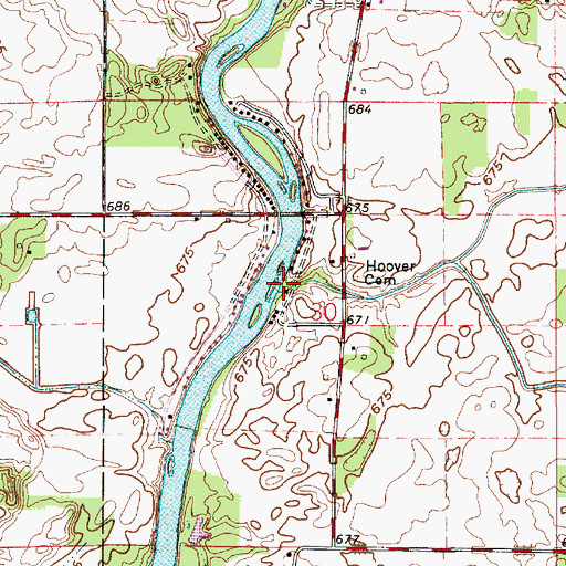 Topographic Map of Radersdorf Ditch, IN