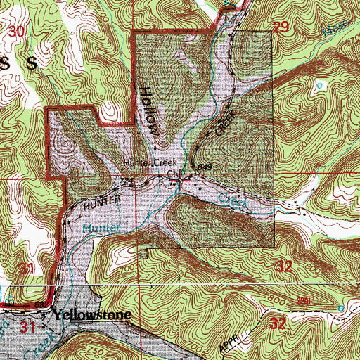 Topographic Map of Callahan Hollow, IN