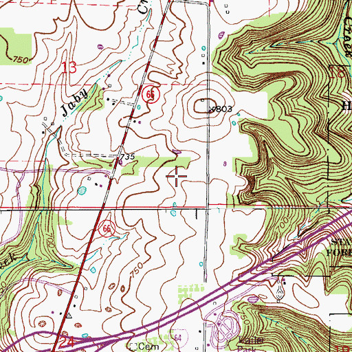 Topographic Map of Carefree, IN