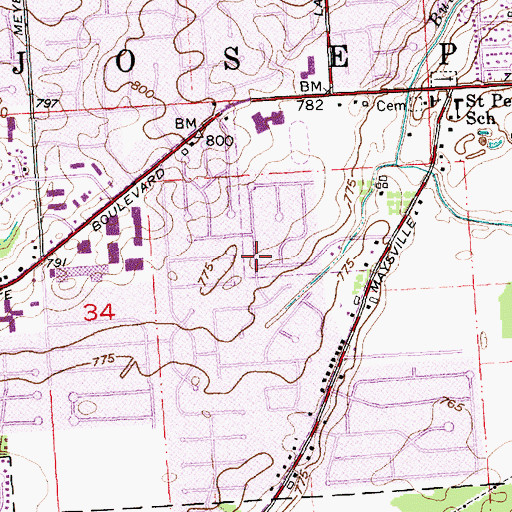 Topographic Map of Georgetown Square, IN