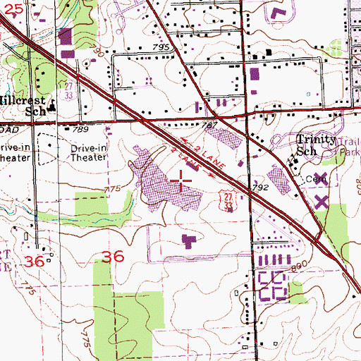 Topographic Map of Glenbrook Square, IN