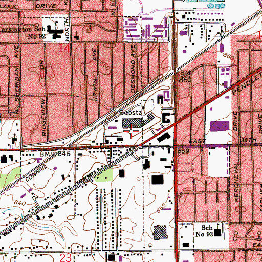 Topographic Map of Ayr-Way Northeast Shopping Center, IN