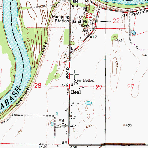 Topographic Map of Beal, IN