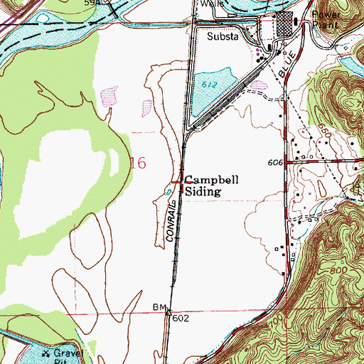 Topographic Map of Campbell Siding, IN