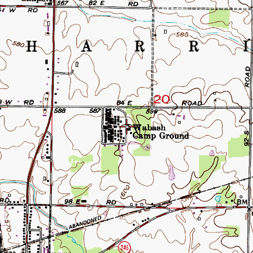 Topographic Map of Wabash Camp Ground, IN