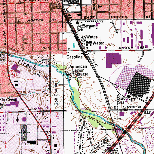 Topographic Map of American Legion Golf Course, IN