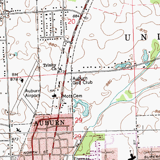 Topographic Map of Auburn Golf Club, IN