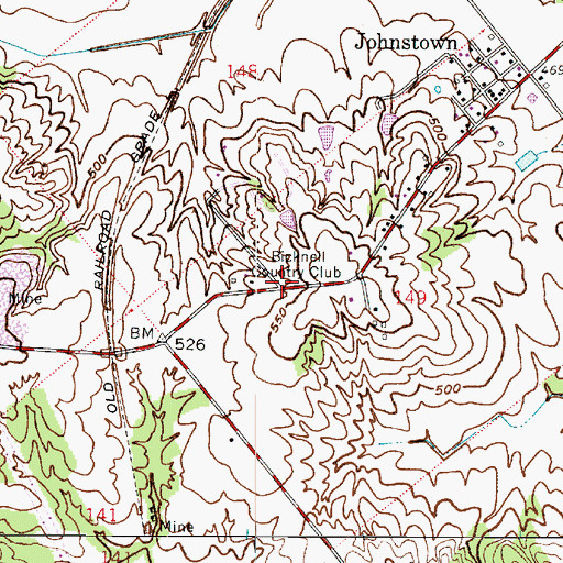 Topographic Map of Bicknell Country Club, IN
