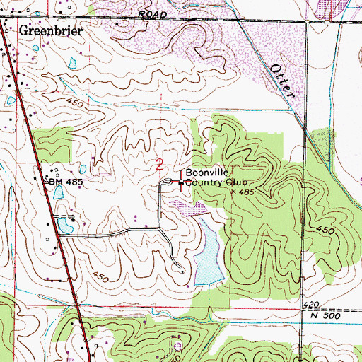 Topographic Map of Boonville Country Club, IN