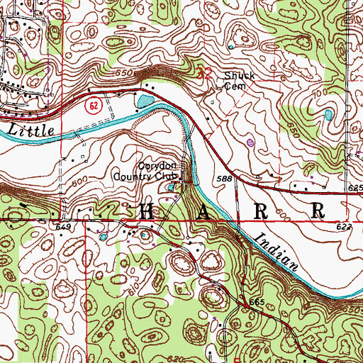 Topographic Map of Corydon Country Club, IN