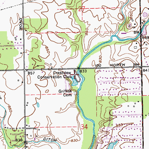 Topographic Map of Crestview Conservation Club, IN