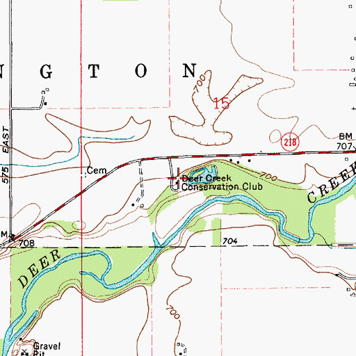 Topographic Map of Deer Creek Conservation Club, IN