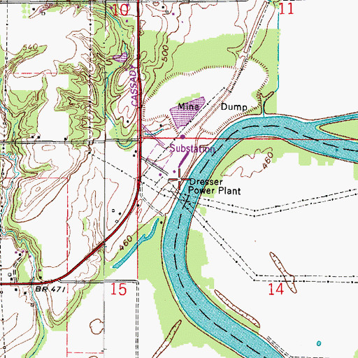 Topographic Map of Dresser Power Plant, IN