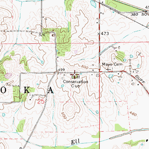 Topographic Map of Duff Conservation Club, IN
