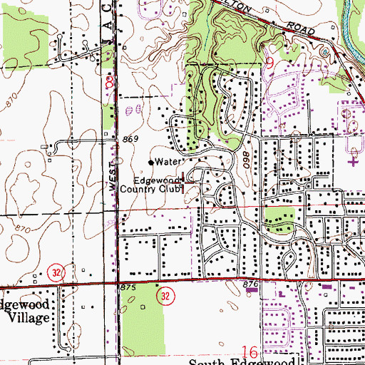 Topographic Map of Edgewood Country Club, IN
