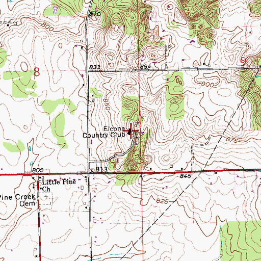 Topographic Map of Elcona Country Club, IN