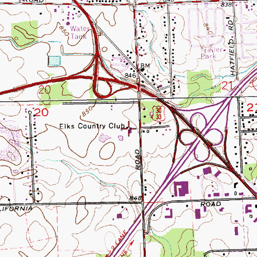 Topographic Map of Elks Country Club, IN