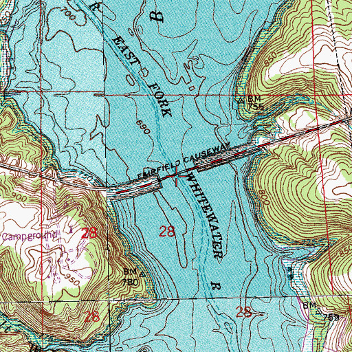 Topographic Map of Fairfield Causeway, IN