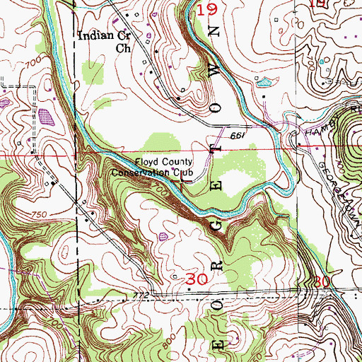 Topographic Map of Floyd Country Conservation Club, IN