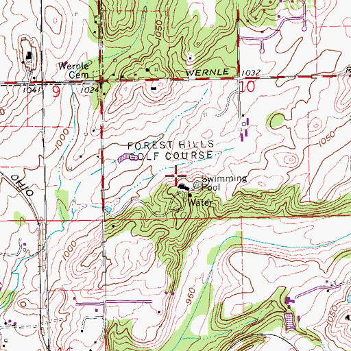 Topographic Map of Forest Hills Golf Course, IN