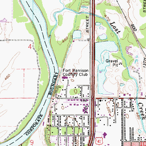 Topographic Map of Fort Harrison Country Club, IN