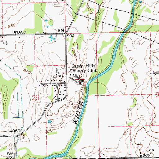 Topographic Map of Green Hills Country Club, IN