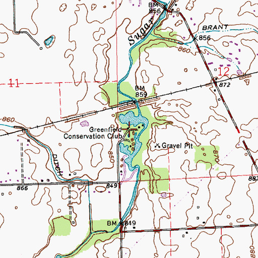 Topographic Map of Greenfield Conservation Club, IN