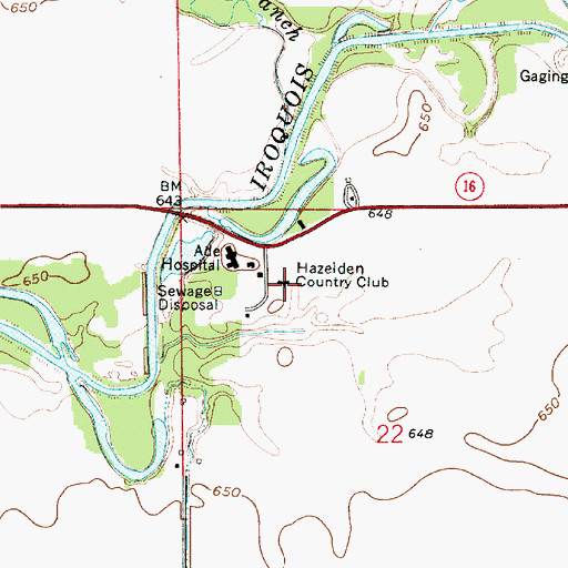 Topographic Map of Hazelden Country Club, IN